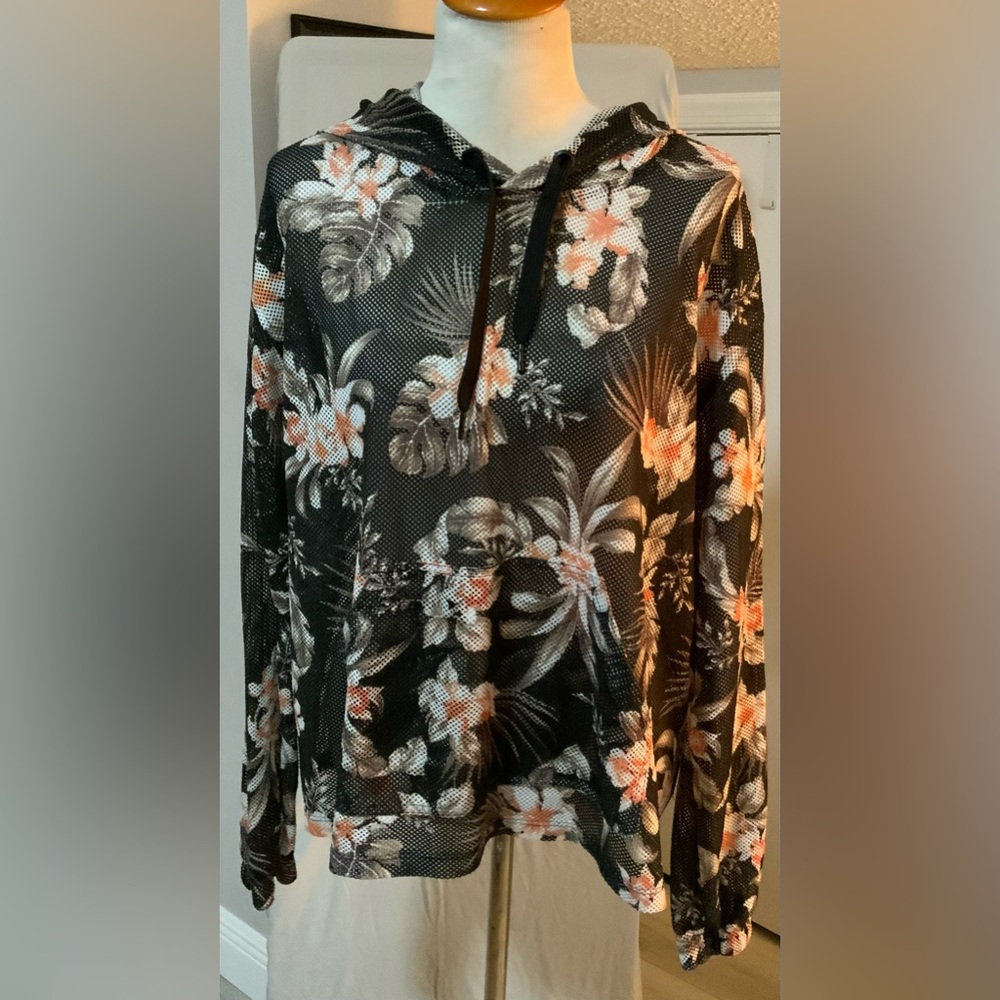 Seafolly Australia Floral Mesh Beach Hoodie Cover-Up – Size XL